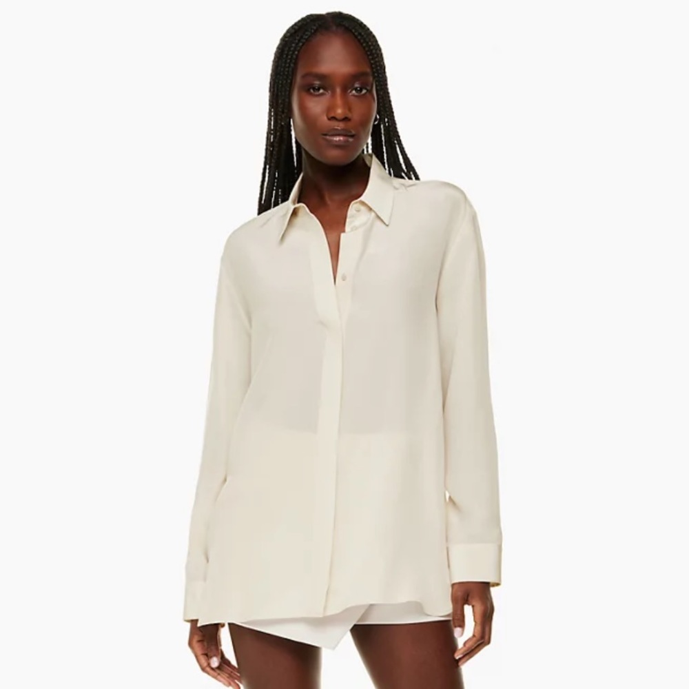 ARITZIA BABATON ACADEMY SILK BLOUSE BUTTON DOWN BLOUSE
